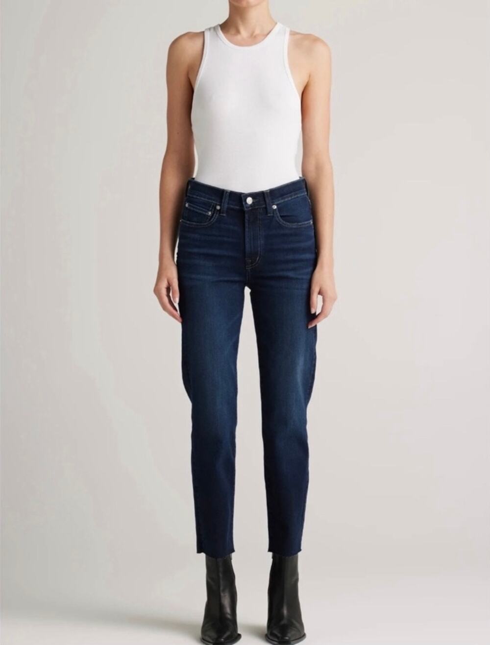 NWT Edwin Bree Mid-Rise Straight Leg Crop Stretch Denim In Night Sky Size 34